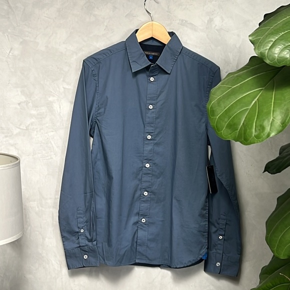 Vince Camuto MenClassic Fit Solid Long Sleeves Casual Shirt, Stone Blue, size S - Picture 2 of 9